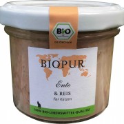 Bio Ente & Reis 100g im GLAS (!!!) glutenfrei Katze Nassfutter Biopur