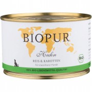 Bio Huhn Reis & Karotten 400g Glutenfrei Hund Nassfutter Biopur