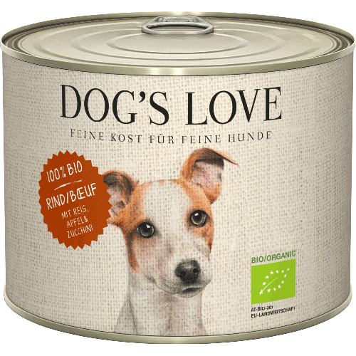 Bio Rind mit Reis Apfel Zucchini 200g Hund Nassfutter Dog