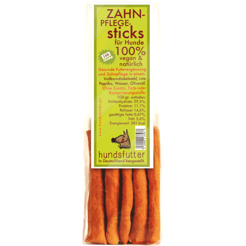 Knusprige Zahnreinigungs NICHT BIO Snacks Paprika vegan 100g Hund Zahnpflege Hundsfutter
